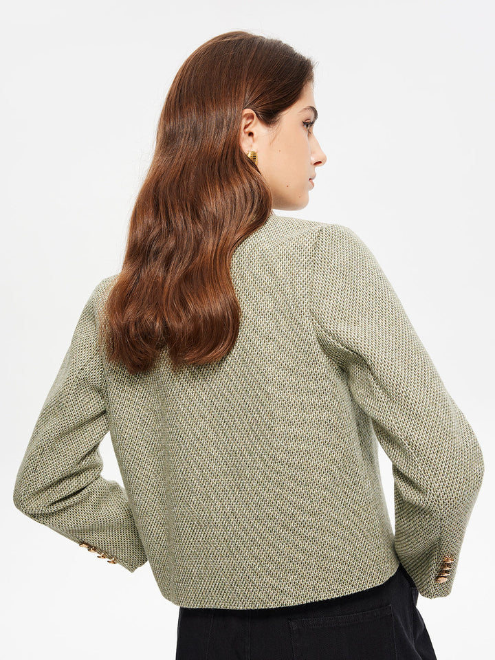 Veste Courte en Tweed | Vert Clair | Élégance Classique