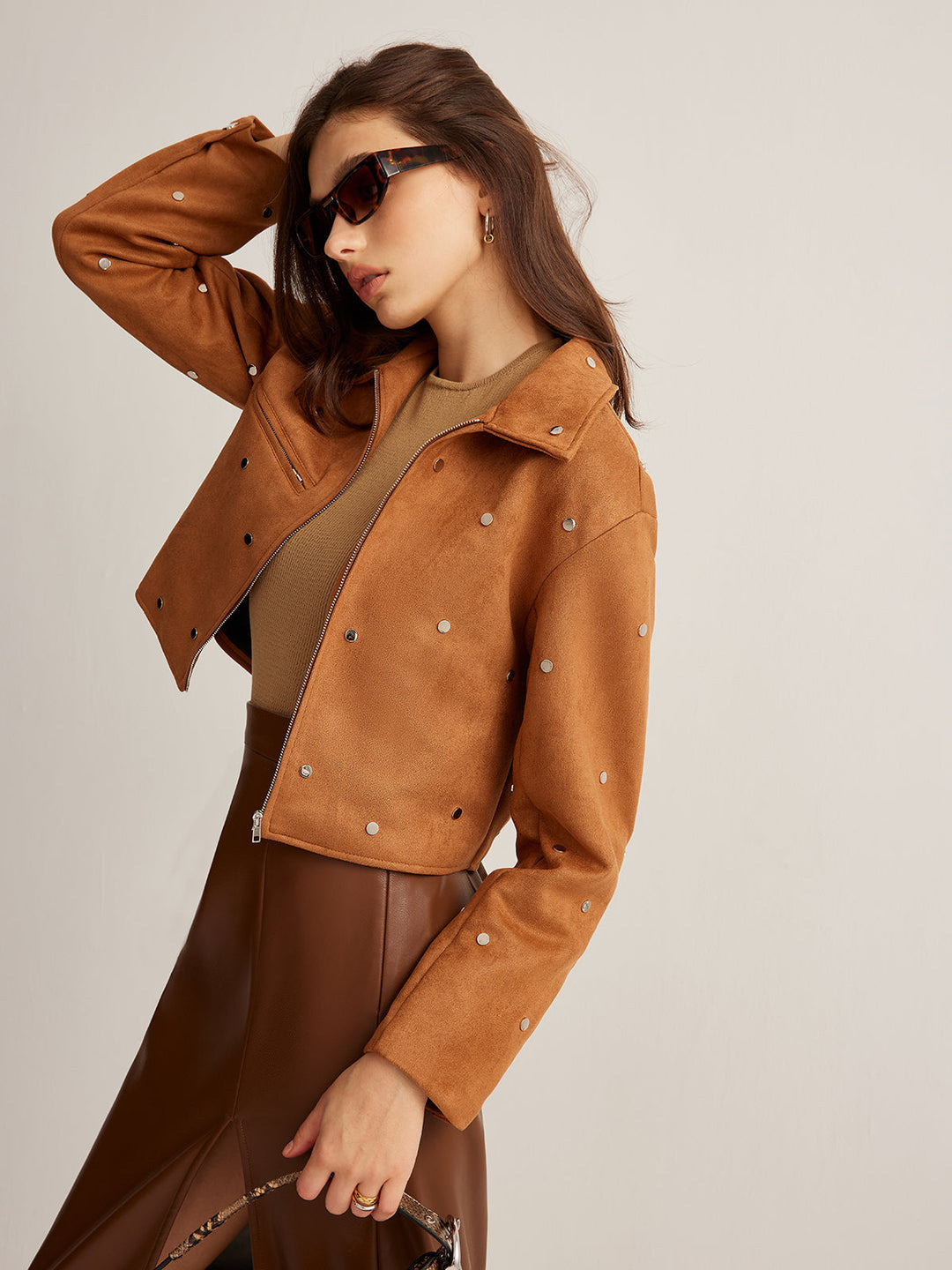 Veste en Daim Synthétique | Marron Camel | Élégance Intemporelle