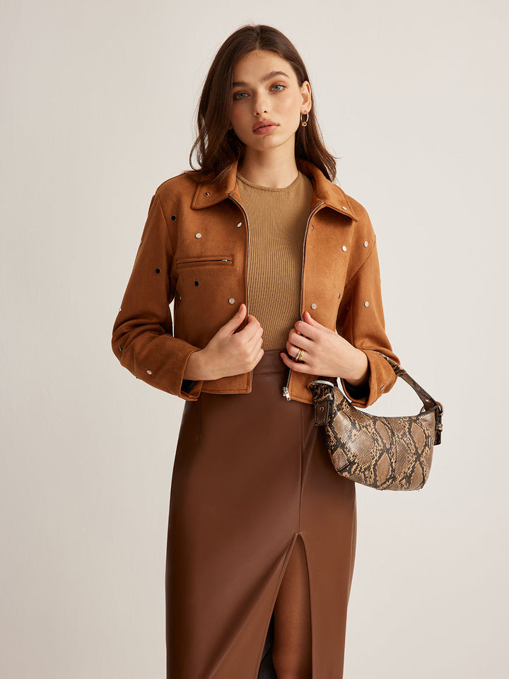 Veste en Daim Synthétique | Marron Camel | Élégance Intemporelle