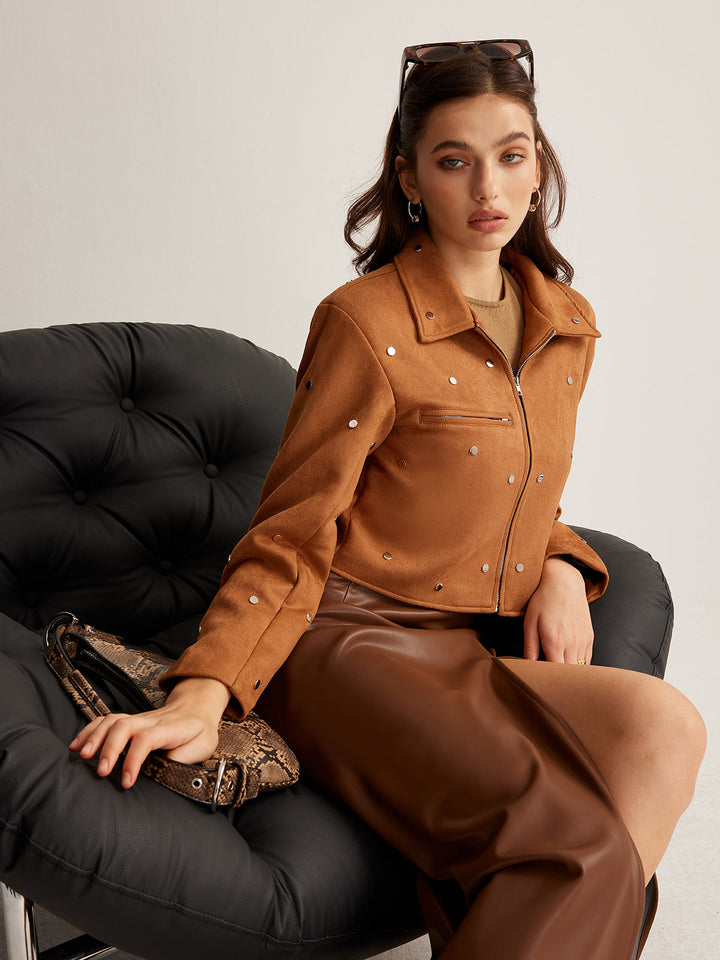 Veste en Daim Synthétique | Marron Camel | Élégance Intemporelle