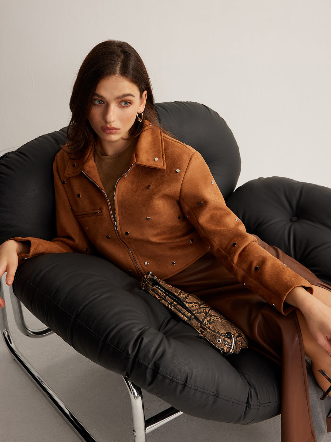 Veste en Daim Synthétique | Marron Camel | Élégance Intemporelle