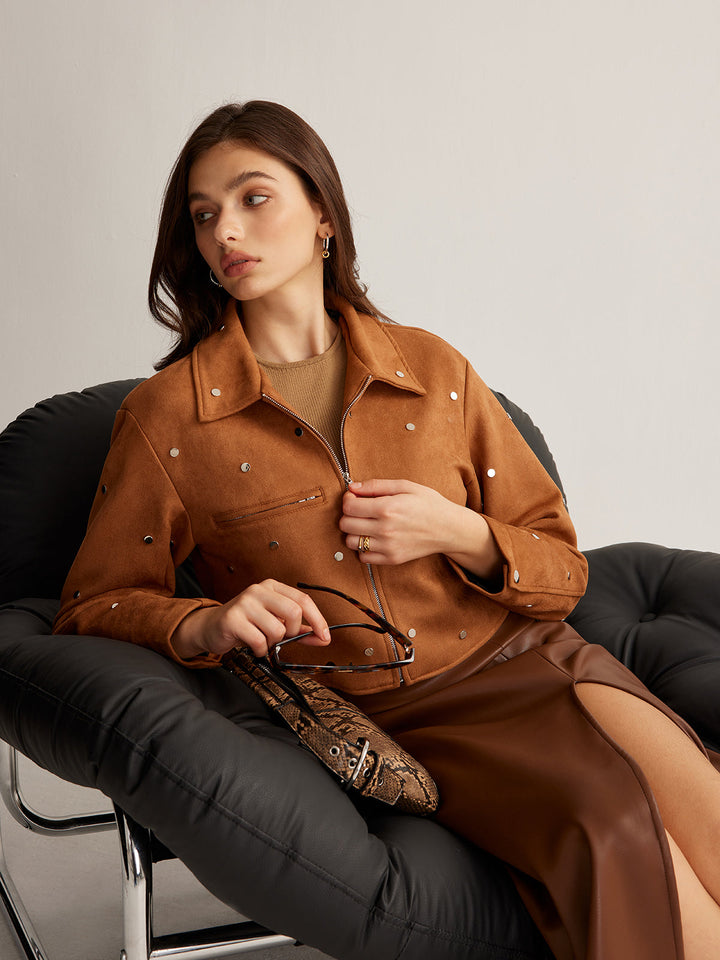 Veste en Daim Synthétique | Marron Camel | Élégance Intemporelle