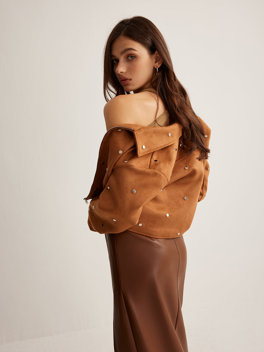 Veste en Daim Synthétique | Marron Camel | Élégance Intemporelle