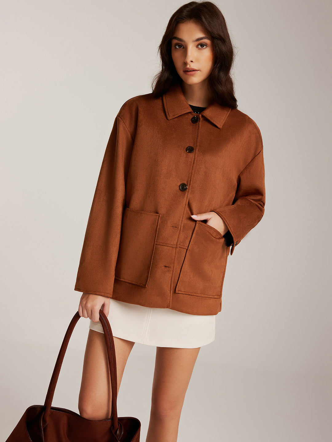Veste Marron Caramel | Coupe Oversize | Look Élégant