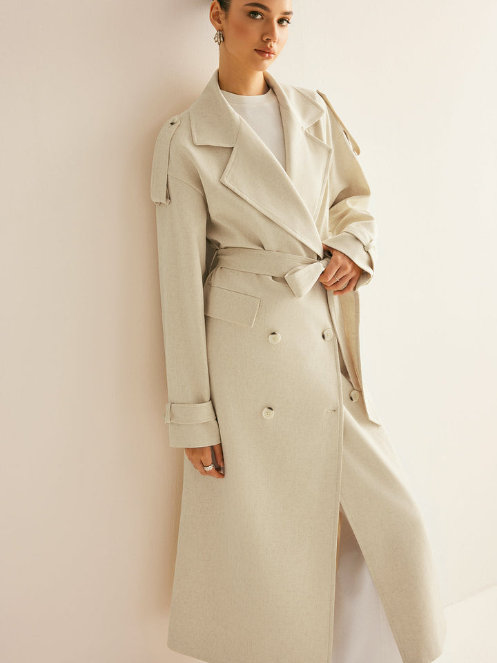 Trench Long Ceinturé | Élégant & Léger | Look Sophistiqué