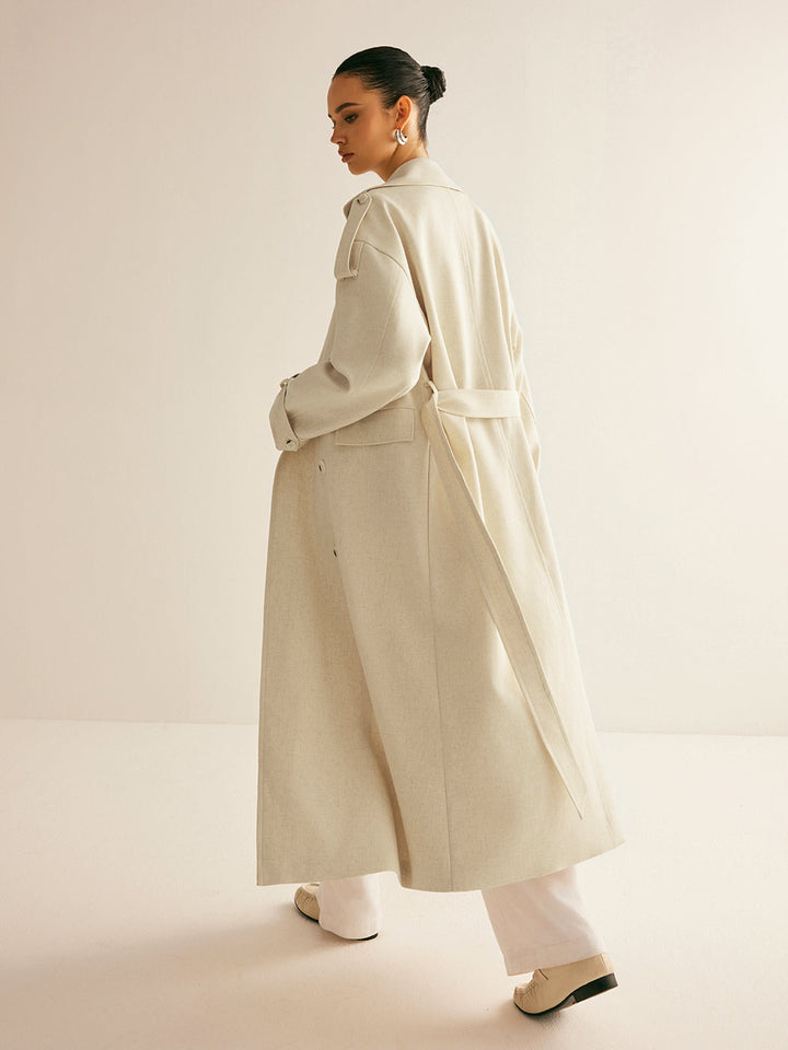 Trench Long Ceinturé | Élégant & Léger | Look Sophistiqué