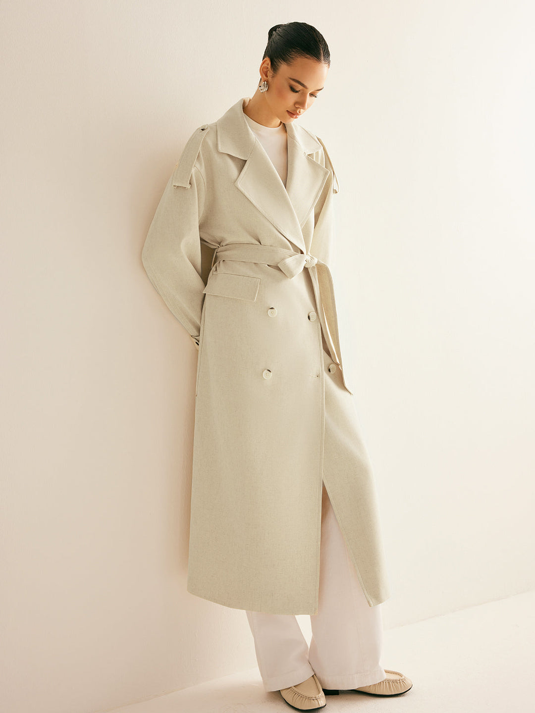 Trench Long Ceinturé | Élégant & Léger | Look Sophistiqué