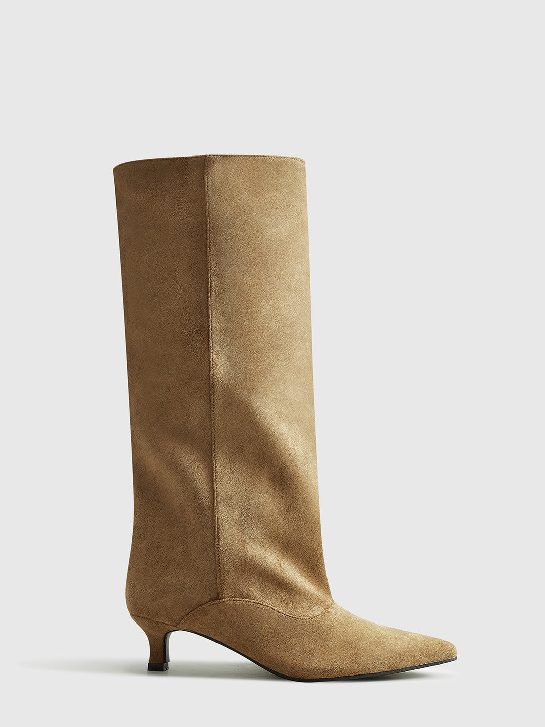 Bottes Hautes En Daim À Talon Kitten Pour Femme – Chaussures Chics Automne Hiver