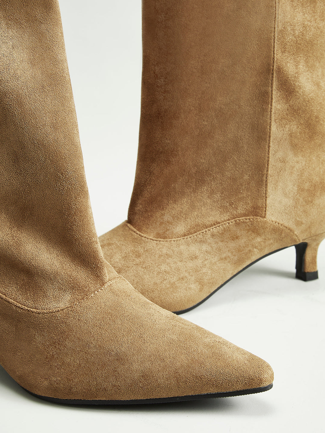 Bottes Hautes En Daim À Talon Kitten Pour Femme – Chaussures Chics Automne Hiver
