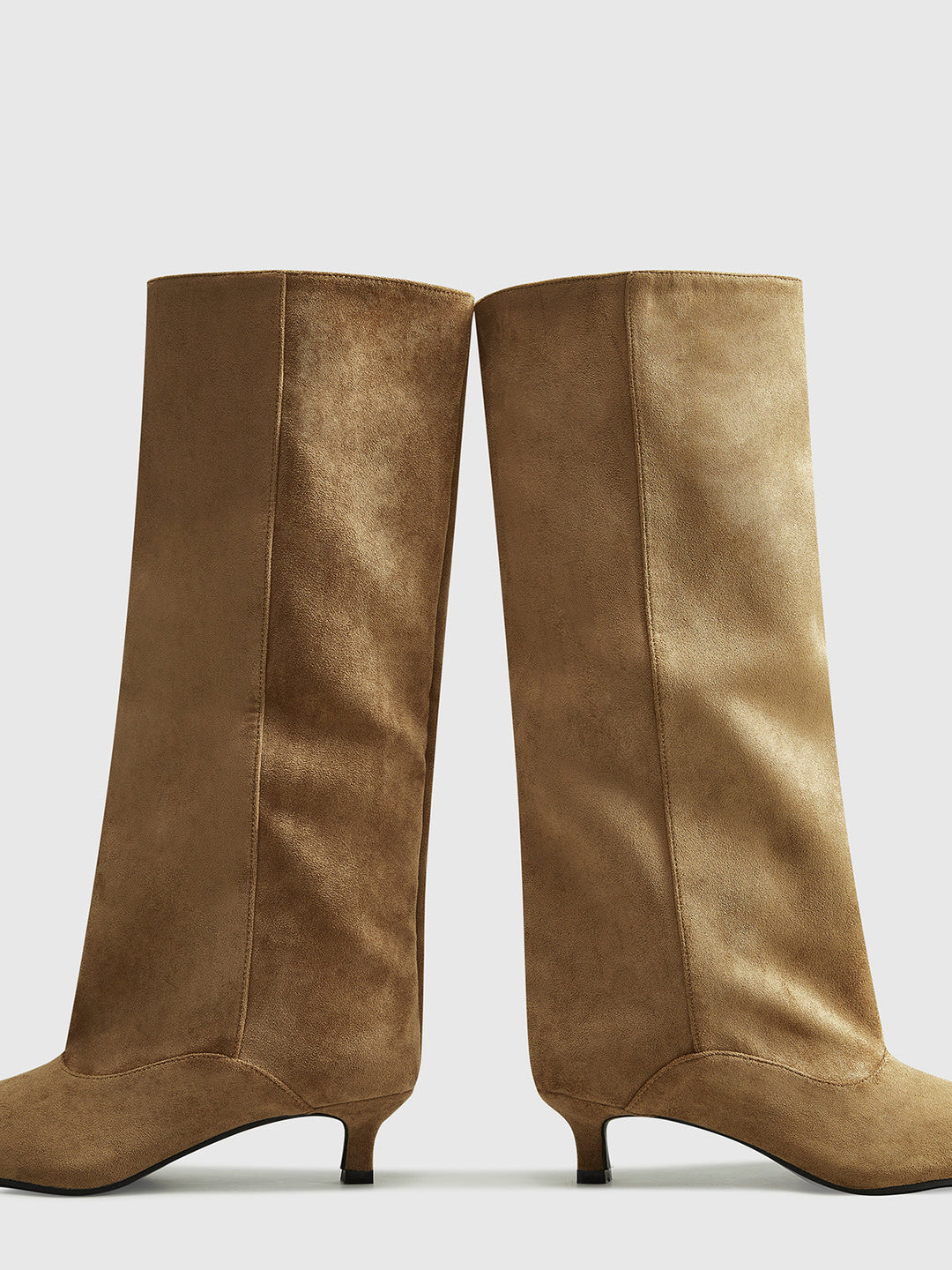Bottes Hautes En Daim À Talon Kitten Pour Femme – Chaussures Chics Automne Hiver