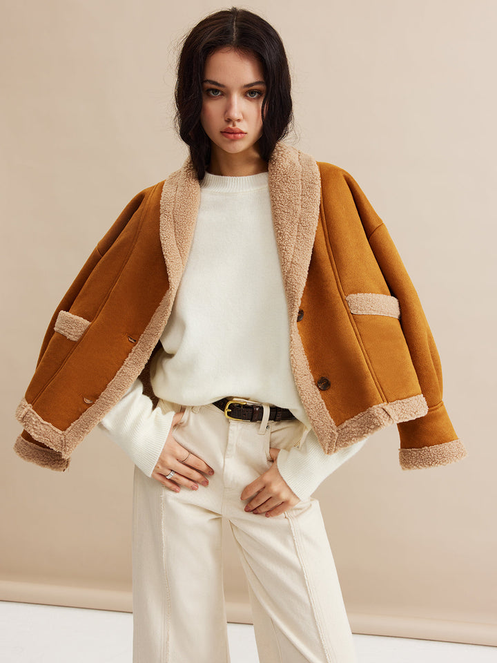 Veste Courte Camel | Contrastée | Moderne et Confortable