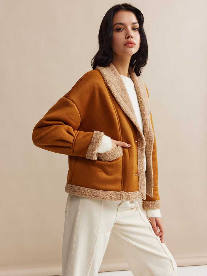 Veste Courte Camel | Contrastée | Moderne et Confortable