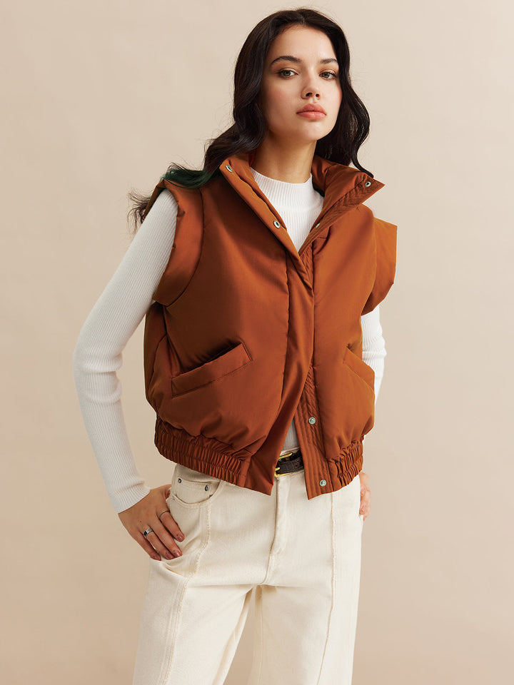 Gilet Sans Manches Marron | Casual Chic | Tissu Confortable