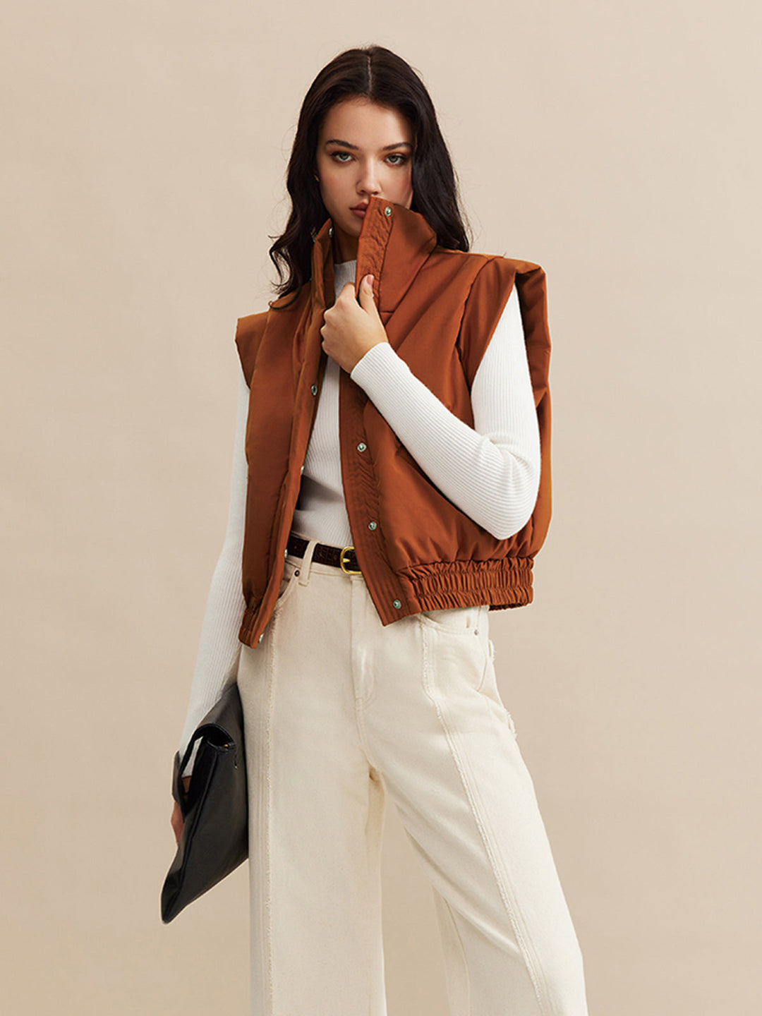 Gilet Sans Manches Marron | Casual Chic | Tissu Confortable