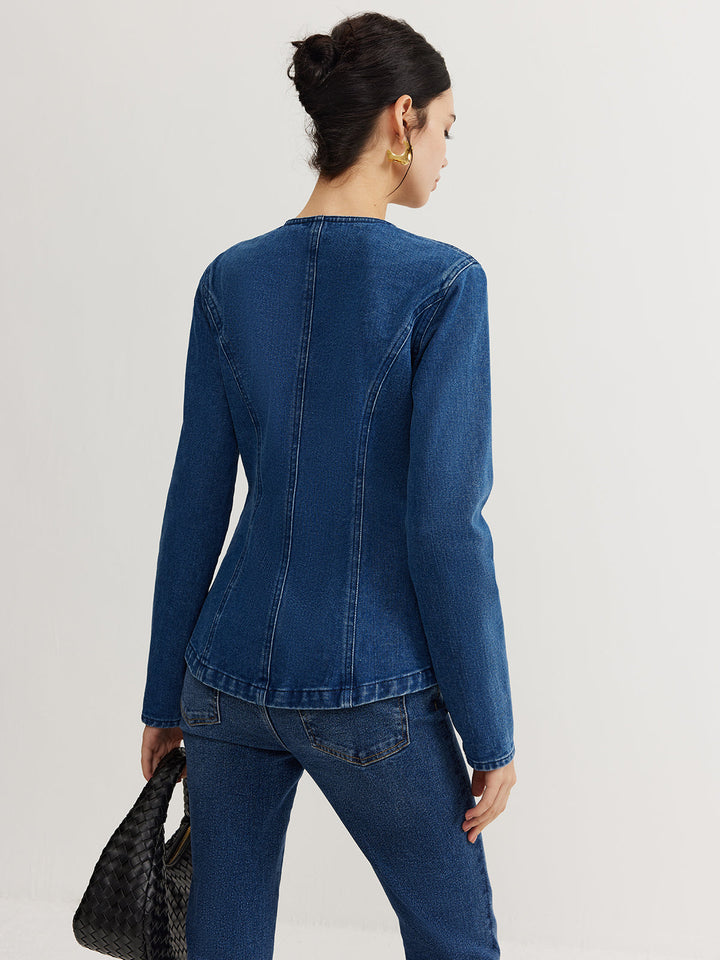 Veste Ajustée Bleue | Boutons Dorés | Élégance Moderne