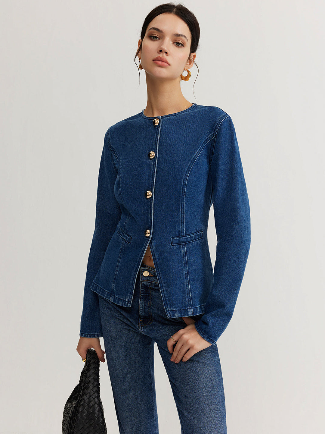 Veste Ajustée Bleue | Boutons Dorés | Élégance Moderne