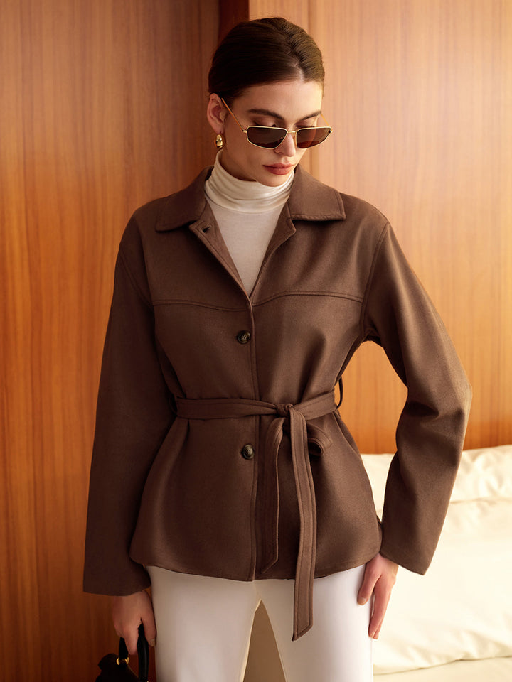 Veste Ceinturée Marron | Ajustée | Élégance Automnale