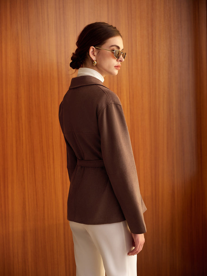 Veste Ceinturée Marron | Ajustée | Élégance Automnale