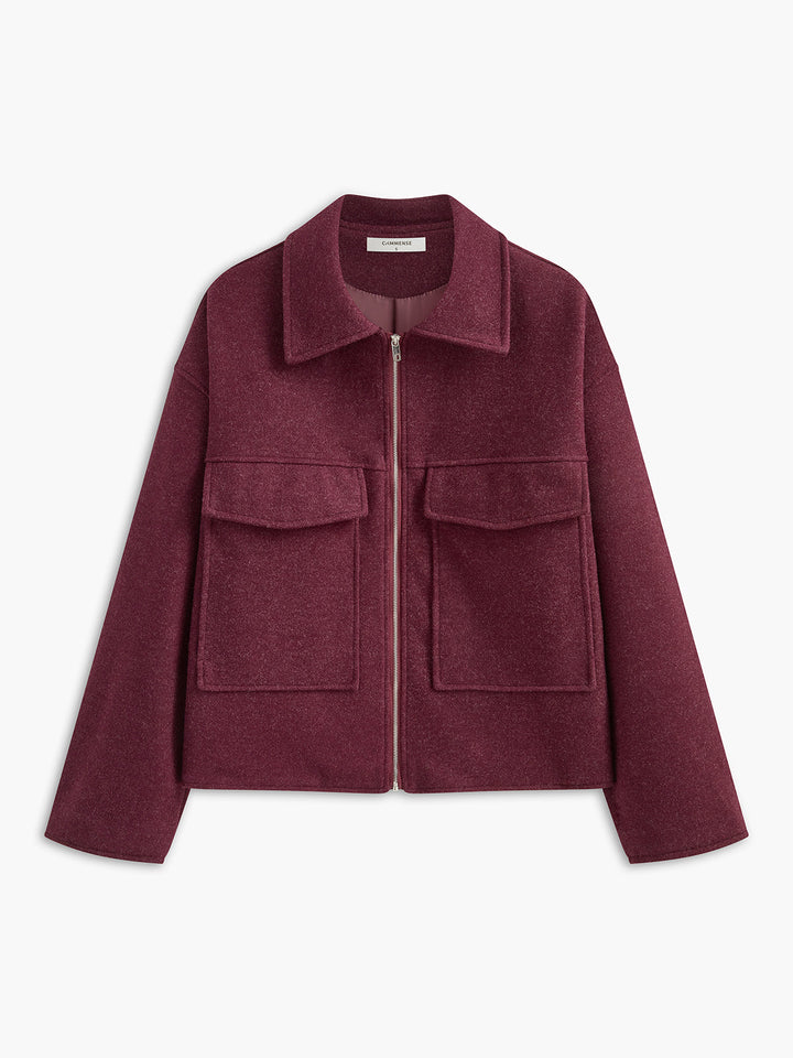 Veste Courte Bordeaux | Fermeture Éclair | Élégance Casual