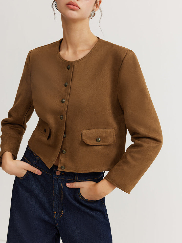 Veste Courte Marron | Minimaliste | Élégante et Légère