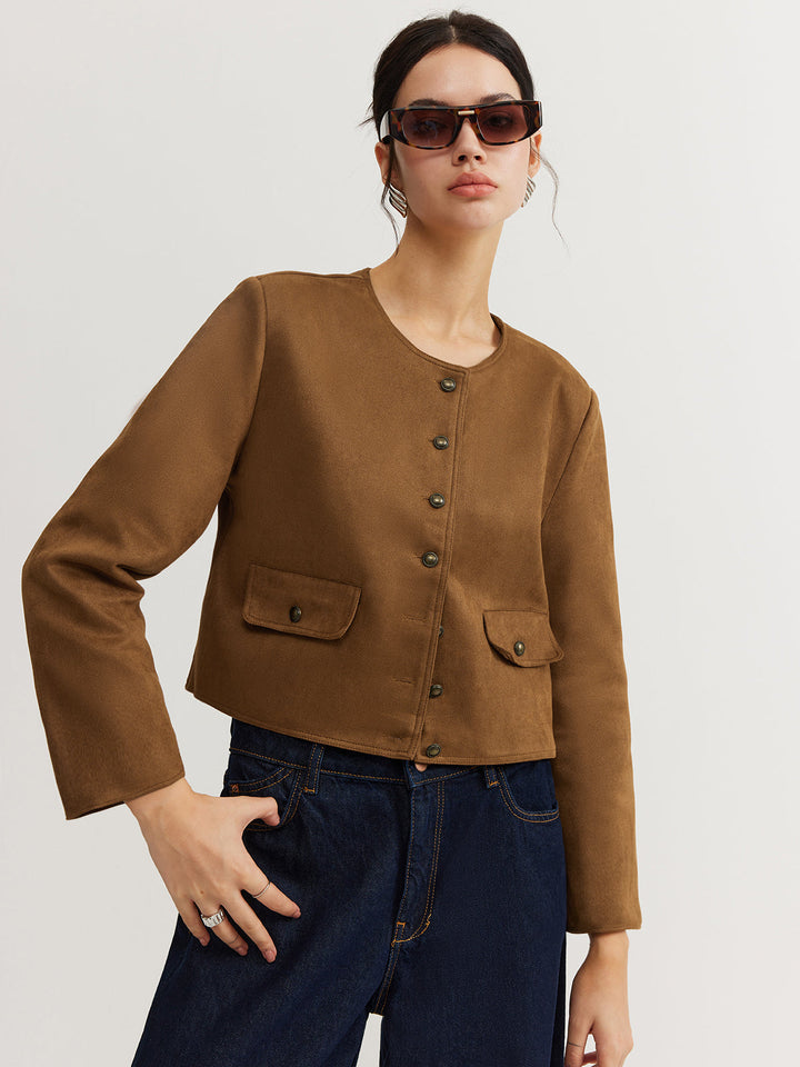 Veste Courte Marron | Minimaliste | Élégante et Légère