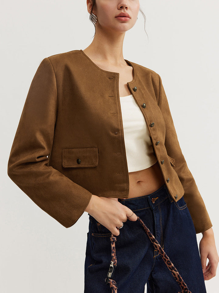 Veste Courte Marron | Minimaliste | Élégante et Légère