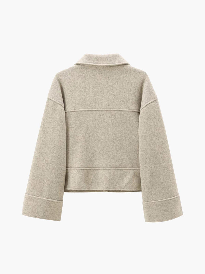 Veste Courte en Laine | Beige Clair | Élégance Minimaliste