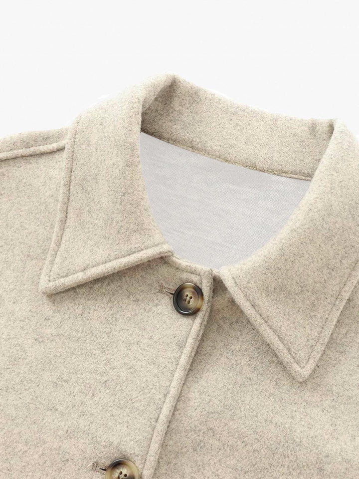 Veste Courte en Laine | Beige Clair | Élégance Minimaliste