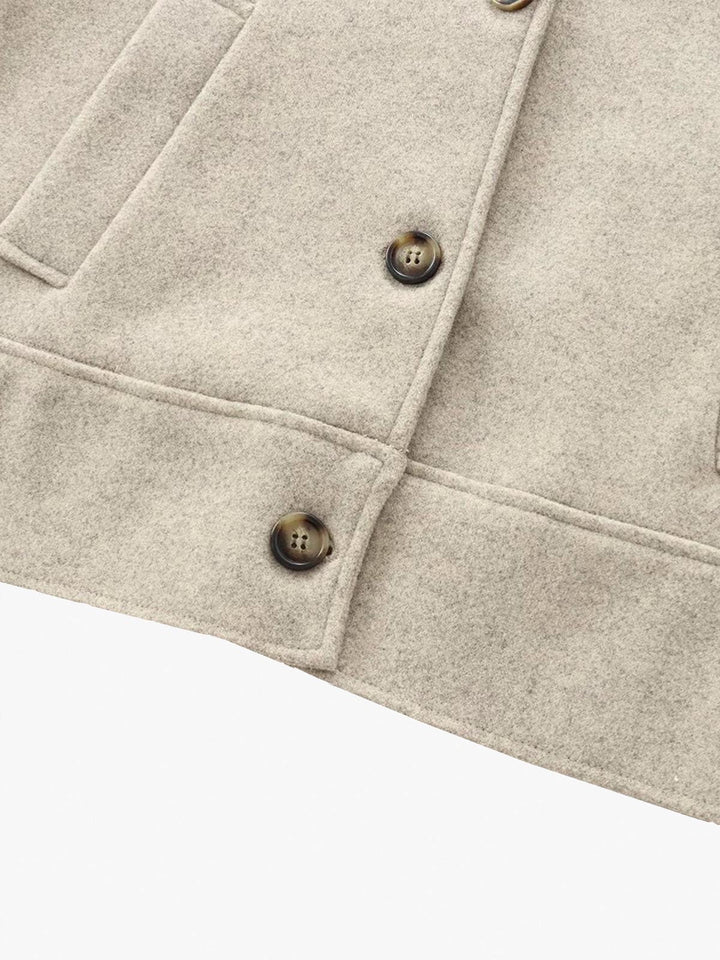Veste Courte en Laine | Beige Clair | Élégance Minimaliste