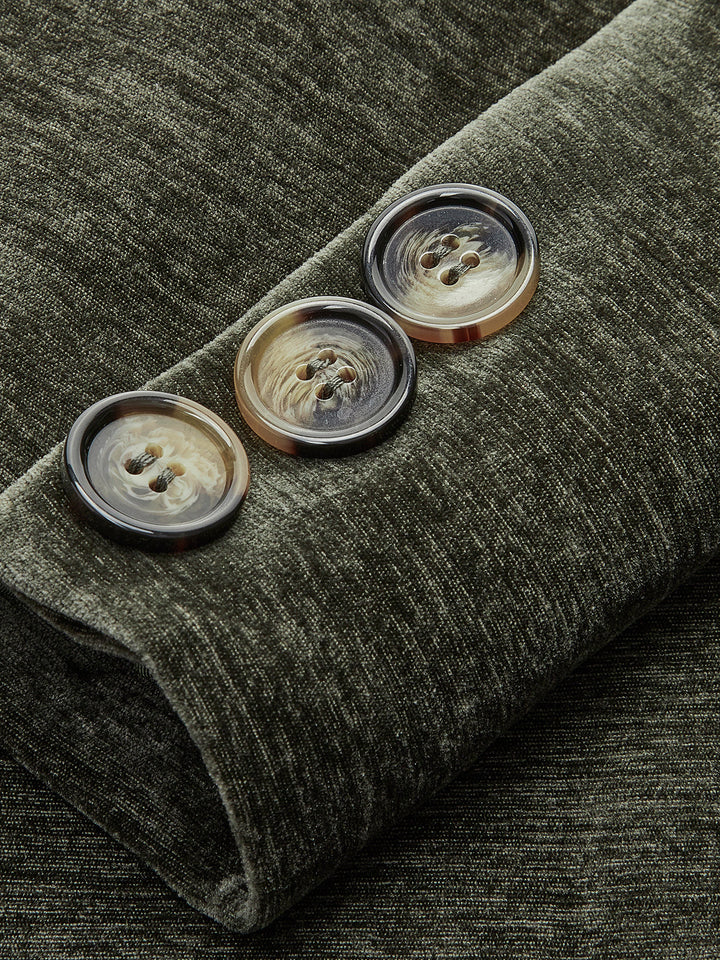 Veste en Velours Vert Foncé | Double Boutonnage Doré | Élégance Intemporelle