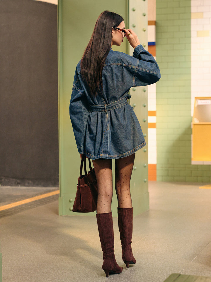 Veste en Jean Ceinturée | Denim 100 % Coton | Coupe Oversize