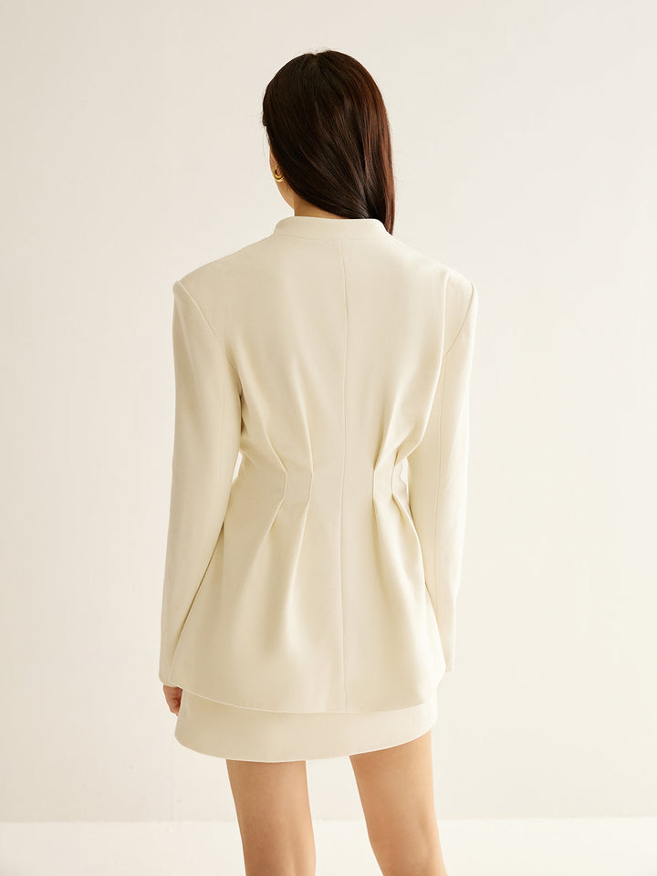 Blazer Structuré Blanc | Boutons Contraste | Élégance Moderne