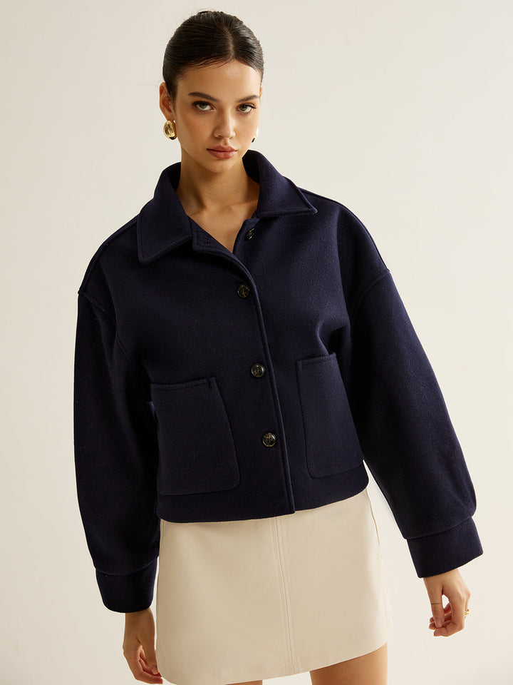 Veste Courte Bleu Marine | Coupe Moderne | Élégance Minimaliste