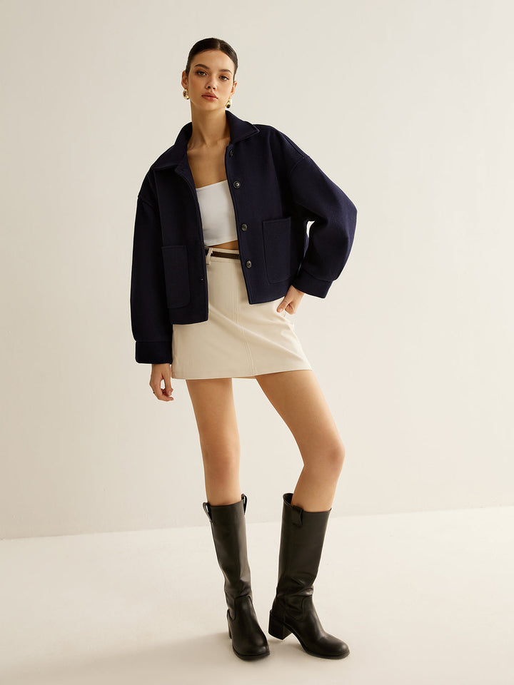 Veste Courte Bleu Marine | Coupe Moderne | Élégance Minimaliste