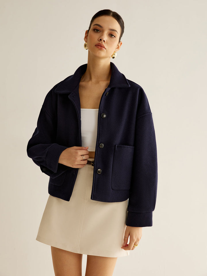 Veste Courte Bleu Marine | Coupe Moderne | Élégance Minimaliste