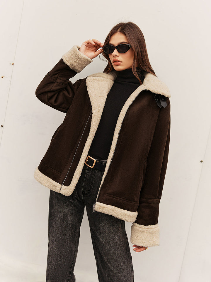 Veste Aviateur Chocolat | Doublure Fausse Fourrure | Style Hivernal