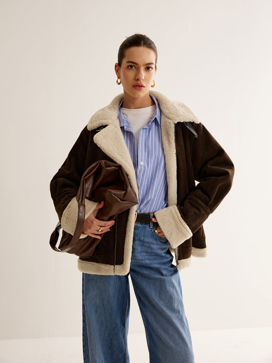 Veste Aviateur Chocolat | Doublure Fausse Fourrure | Style Hivernal