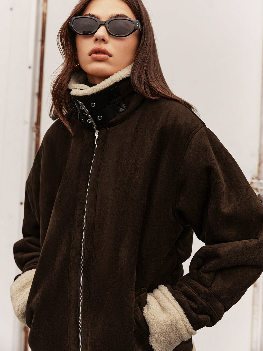 Veste Aviateur Chocolat | Doublure Fausse Fourrure | Style Hivernal