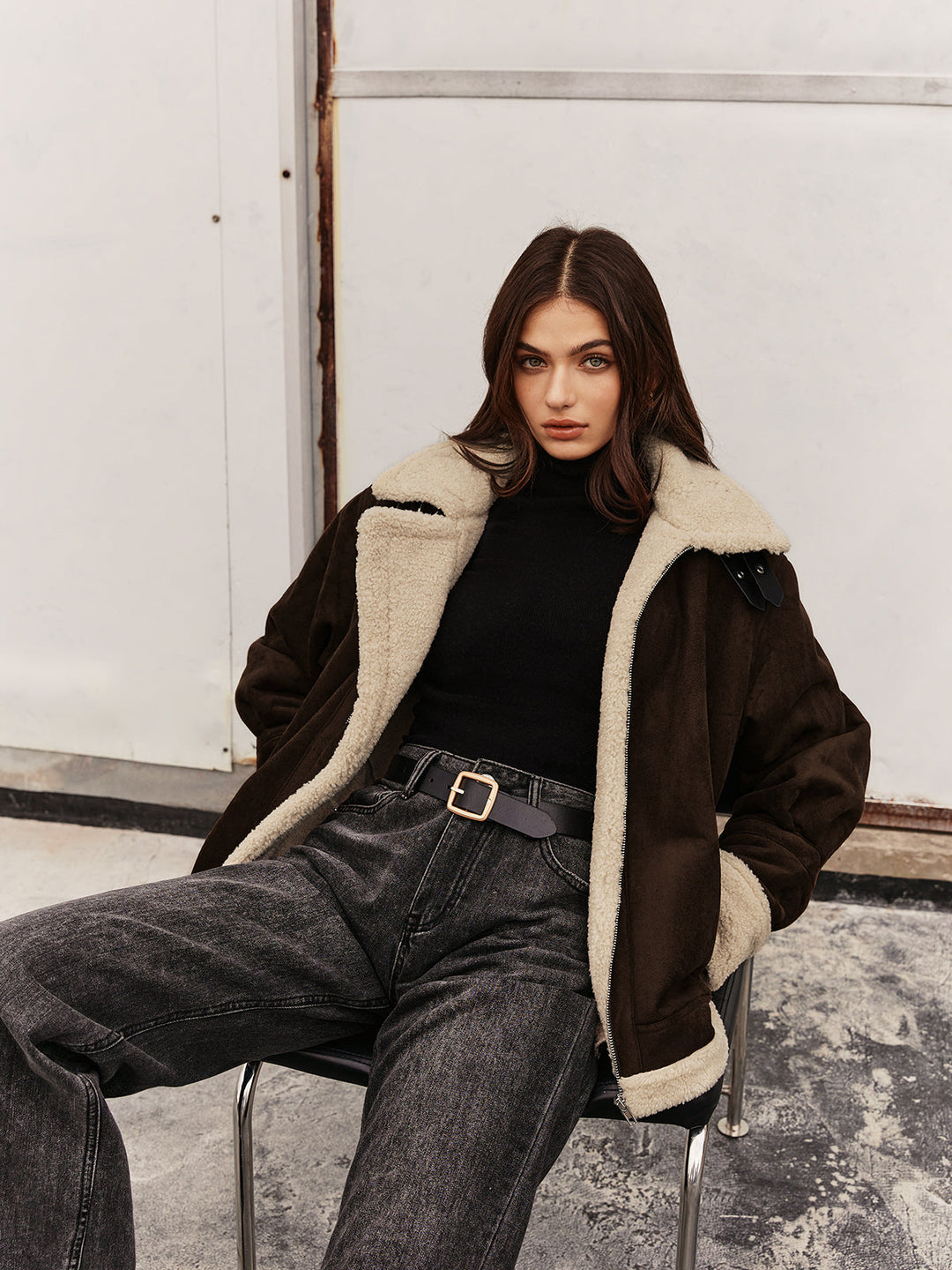 Veste Aviateur Chocolat | Doublure Fausse Fourrure | Style Hivernal