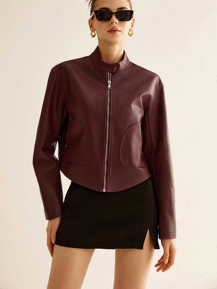 Veste Courte en Cuir Synthétique | Élégance Minimaliste | Style Moderne
