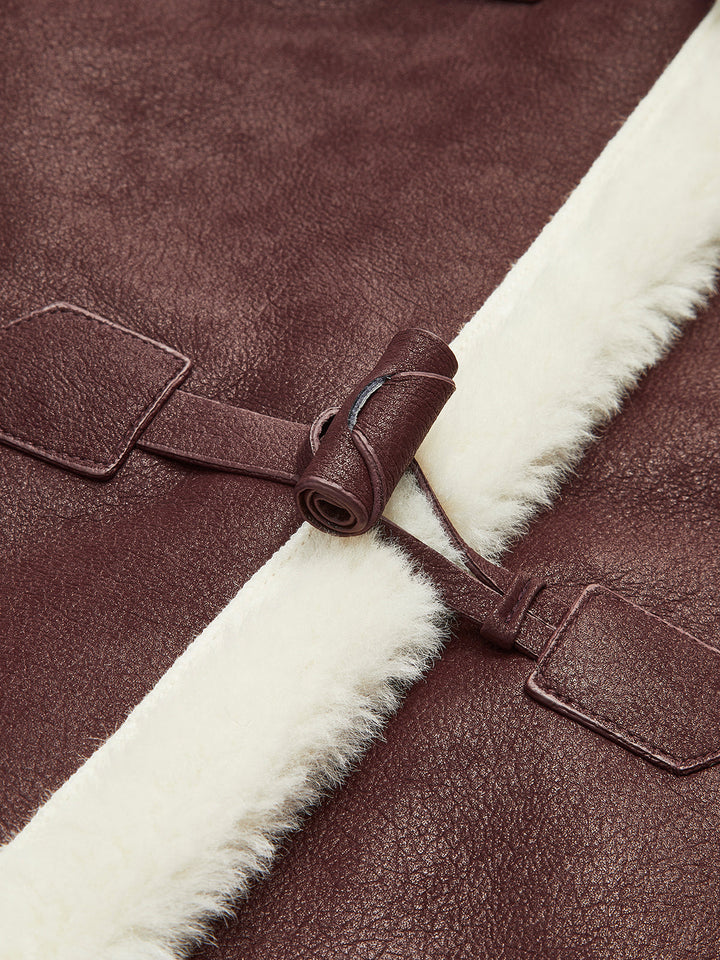 Veste Aviateur Marron en Similicuir | Doublure Fausse Fourrure | Style Hivernal