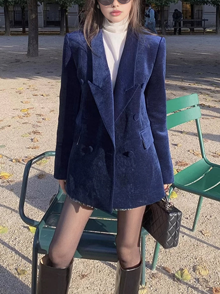 Blazer en Velours | Bleu Marine | Élégance Intemporelle
