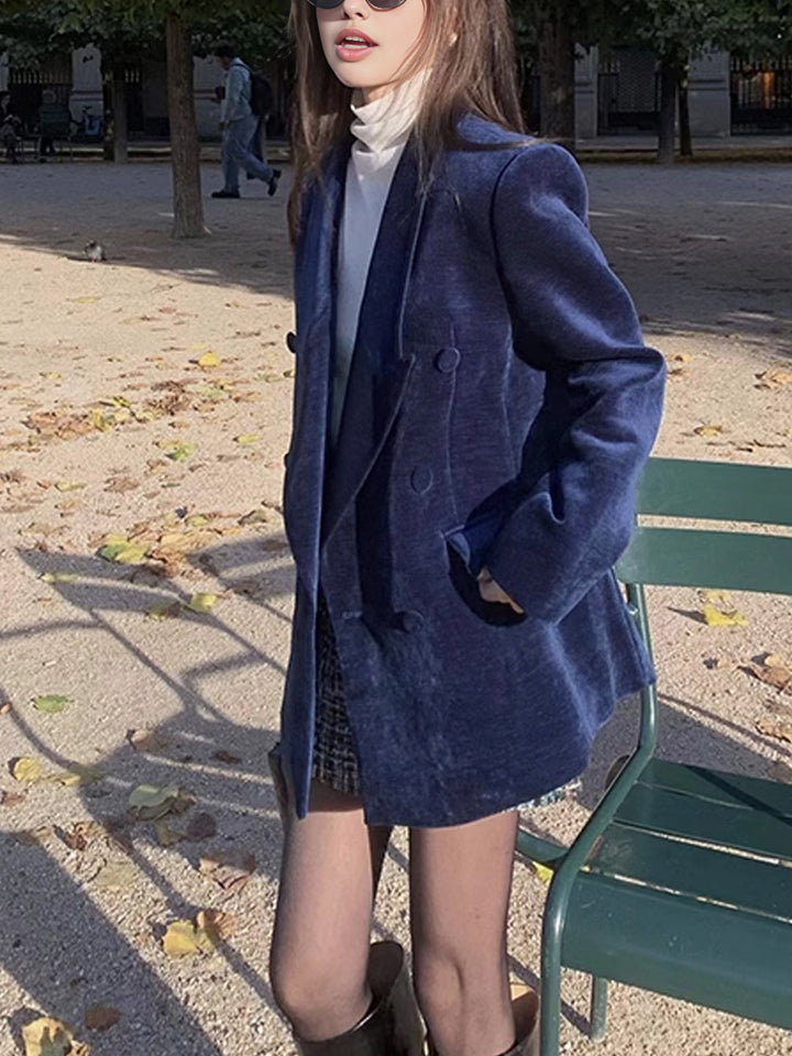 Blazer en Velours | Bleu Marine | Élégance Intemporelle