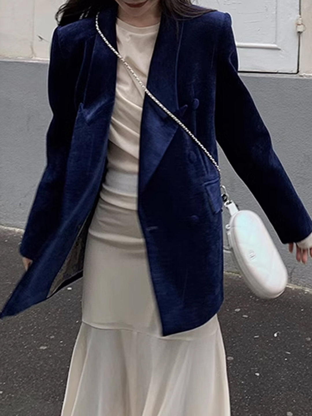 Blazer en Velours | Bleu Marine | Élégance Intemporelle