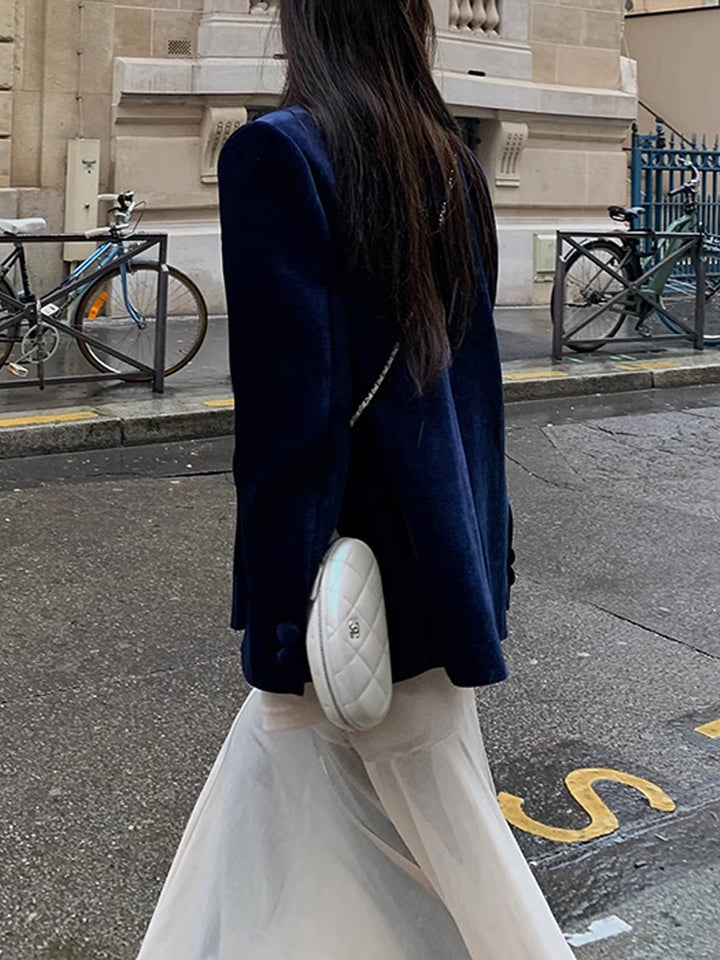 Blazer en Velours | Bleu Marine | Élégance Intemporelle