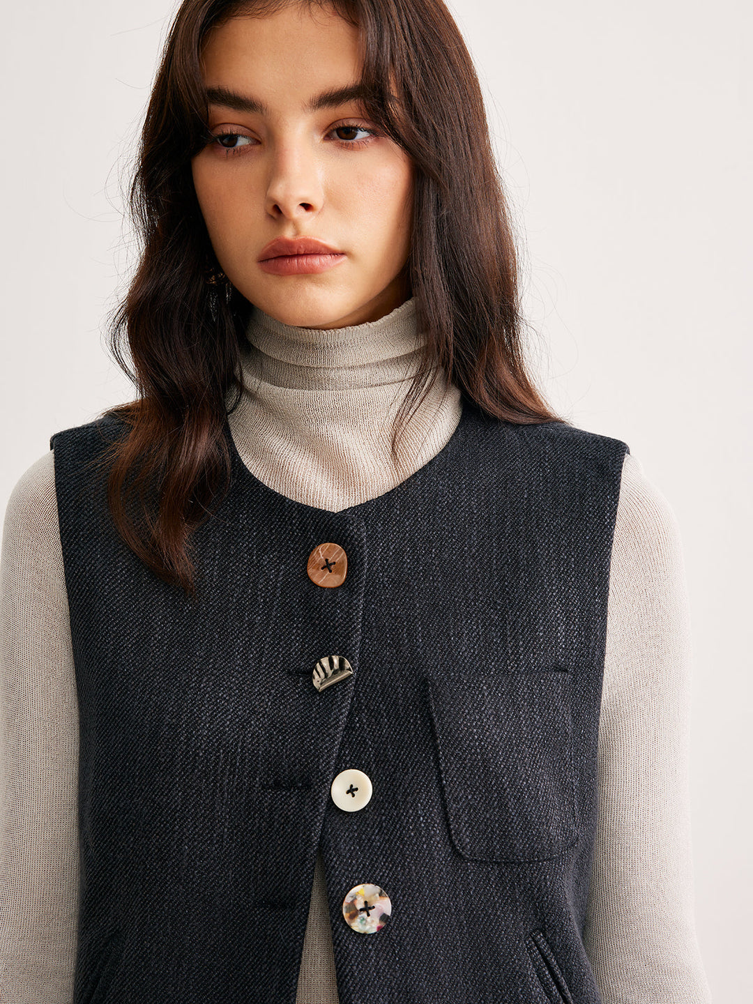 Gilet Sans Manches | Gris Anthracite | Élégance Rétro