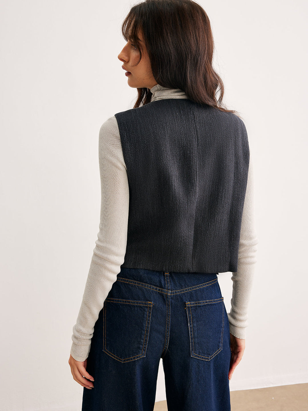 Gilet Sans Manches | Gris Anthracite | Élégance Rétro
