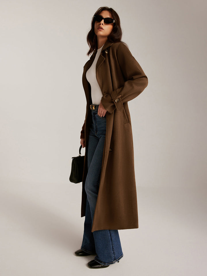 Trench Long Marron | Ceinture Ajustable | Élégance Intemporelle