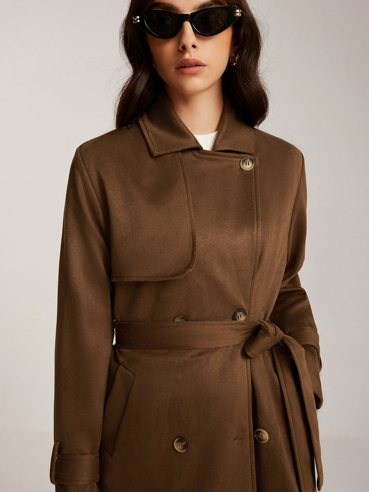 Trench Long Marron | Ceinture Ajustable | Élégance Intemporelle