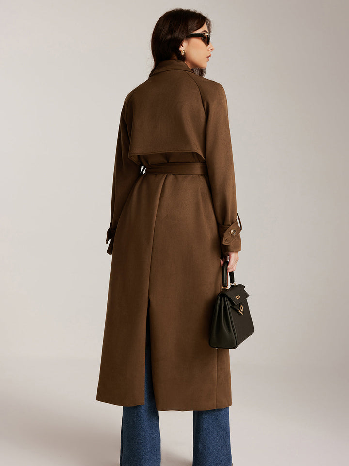 Trench Long Marron | Ceinture Ajustable | Élégance Intemporelle